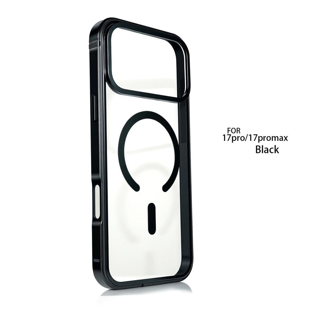 For IPhone 17 Pro High-End Metal Frame Phone Case, 17 Promax Magsafe Magnetic Charging HD Backplate Phone Protection Cases