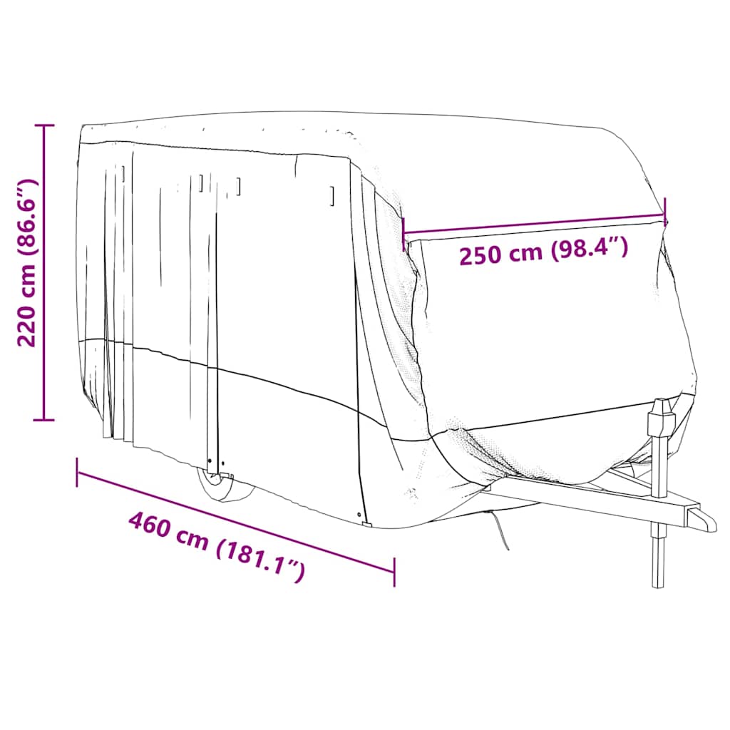 Pokrowiec na kampera Szary 460 x 250 x 220 cm Tkanina nondysująca