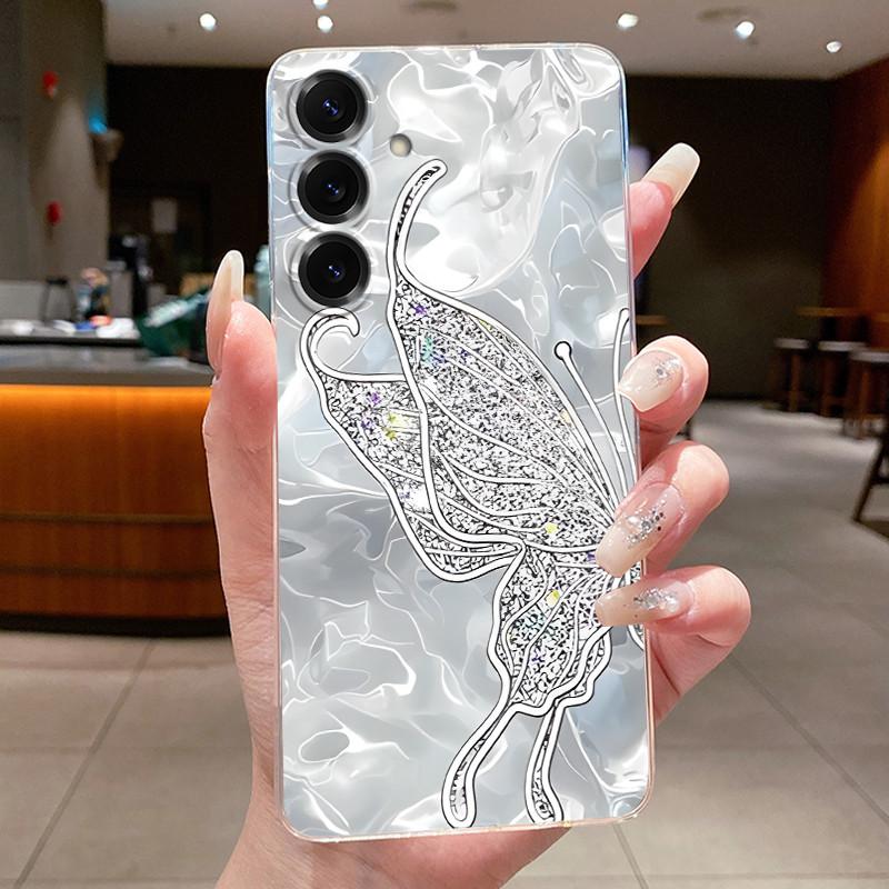 For Samsung S25 FE Case Luxury Butterfly Flower Silicone Soft Cover For Samsung S25FE S24 FE Transparent Protective Phone Cases
