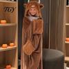Versatile Pajama Cloak Halloween Wearable Blanket Hoodie, Cozy Hooded Highland Cow Cape, Soft Plush Sloth Black Cat for Women Home Loungewear