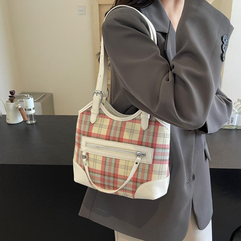 Handtasche Kontrastfarbe Plaid Kleine Quadratische Tasche Damen Schulter Umhängetasche