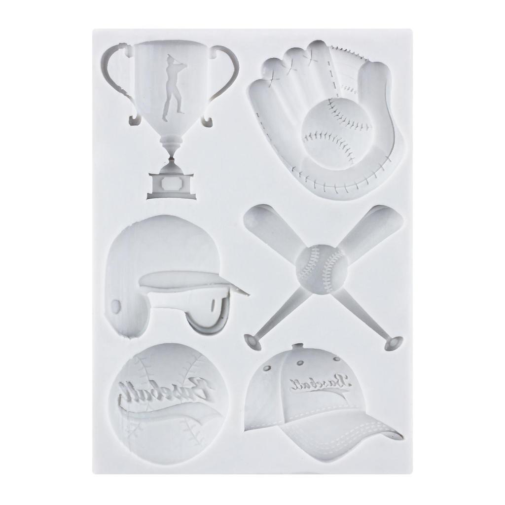 Baseball Cap Bat Silicone Molds Basketball Football Helmet Fondant Mold Cake Decorating Tools Cupcake Topper Candy Resin Clay Chocolate Gumpaste Mold