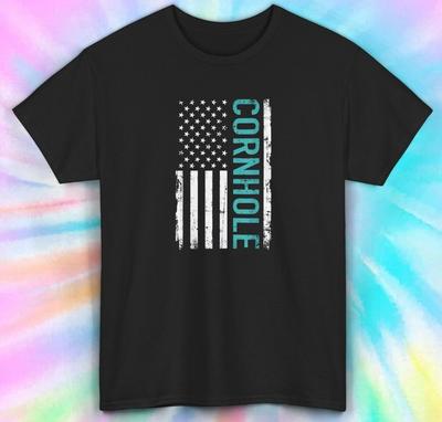 Cornhole American Flag T-Shirt | Patriotic Game Tee | Cornhole Players S-5XL