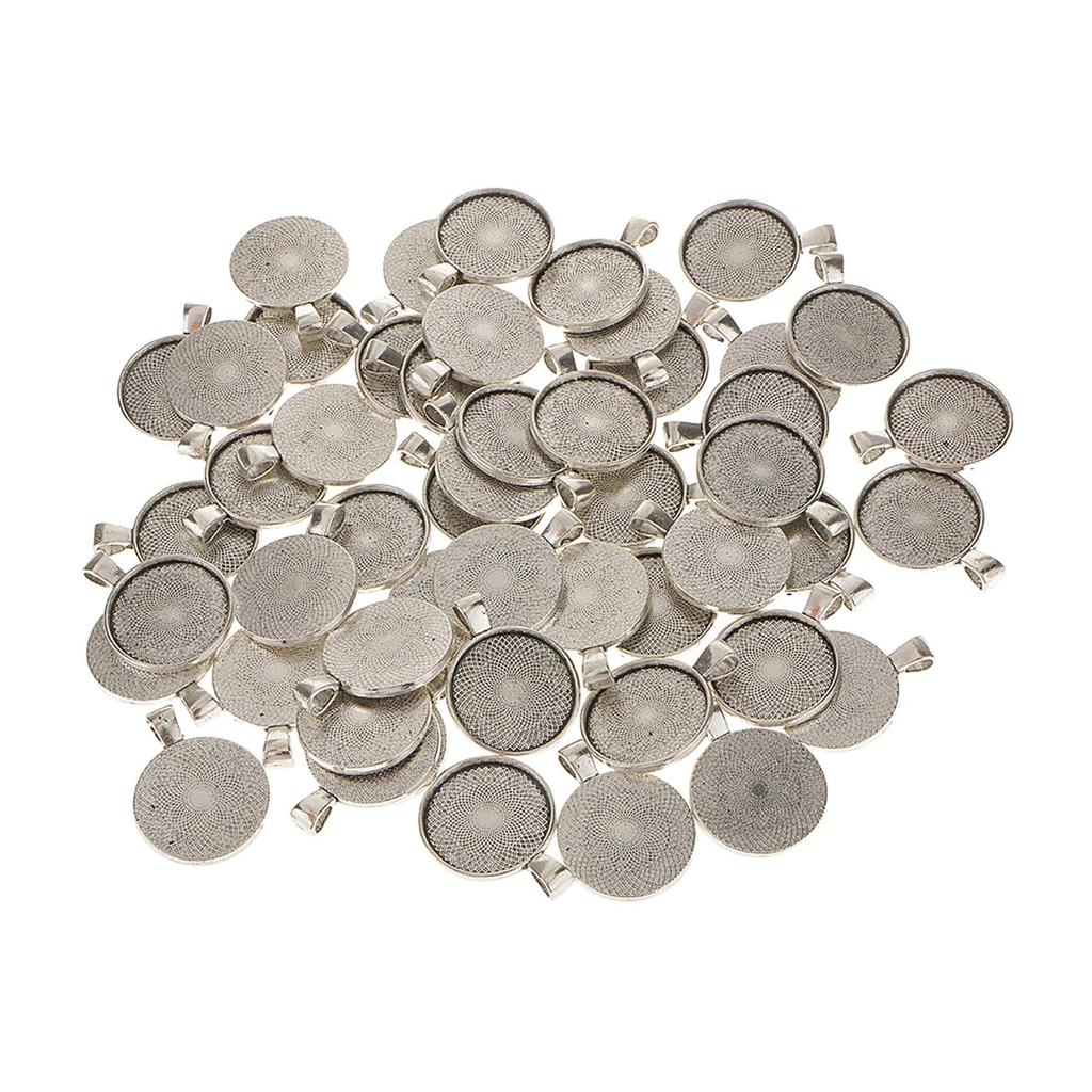 50 Pack round Blank Bezel Tray Base Charms Perndant fit 25mm Dome Cabochon