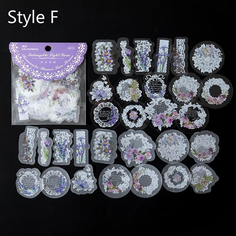 30 adet/paket PET Çiçek Dantel Çıkartmalar Scrapbooking Sopa Etiket Günlüğü Dekor Günlük Albümü Kırtasiye