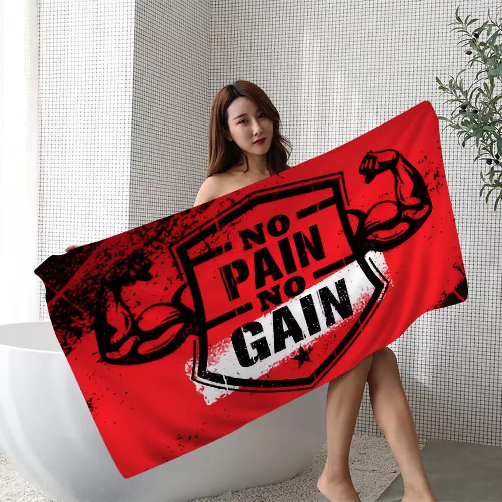 No Pain No Gain Fitnessstudio Strandtuch, Mikrofaser Saugfähig Schnelltrocknend Weich für Yoga Schwimmen Resort Bergsteigen Reisen