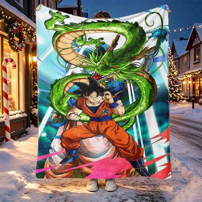 DRAGON BALL Pattern Blanket for Home Decoration, Bed, Sofa, Car Travel, Camping, Suitable for All Seasons, Birthday Christmas Gift