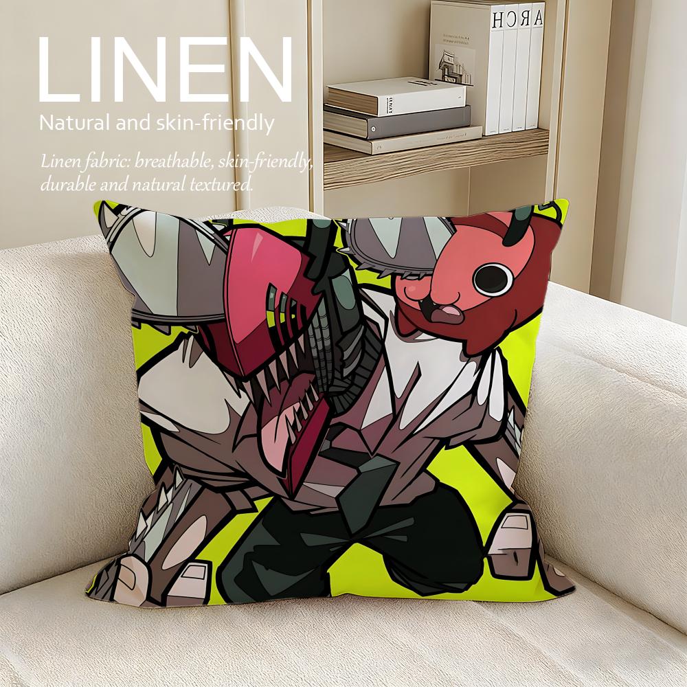 Action Chainsaw Man Cushion Cover Pillowcase Set Pcs x x Breathable Washable Sofa Cushion Cover