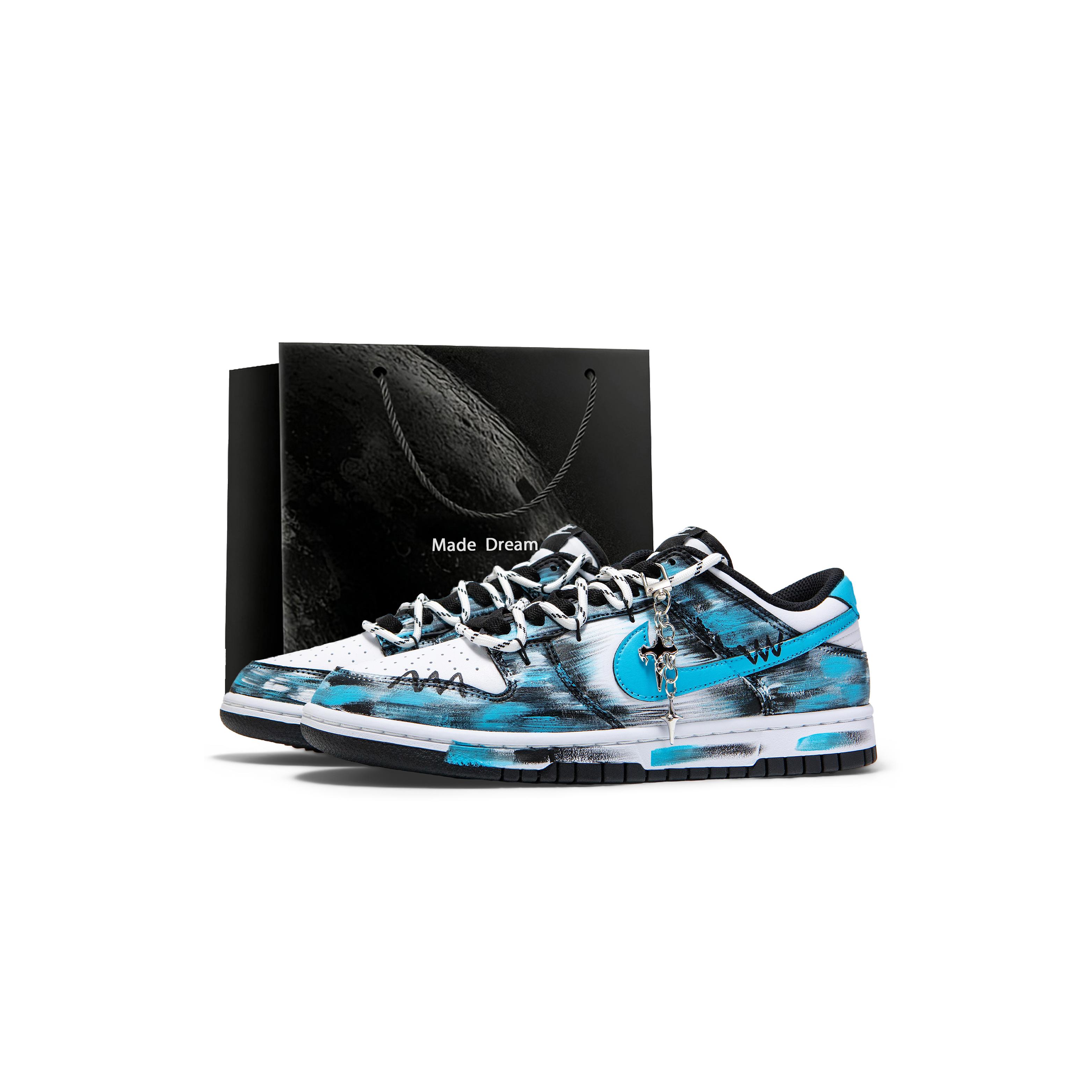 

Nike Dunk Slip Resistant Abrasion Resistant Low top Skateboard Shoes Men s Black White Blue DD1391-100(Team1326-SBOX) 41