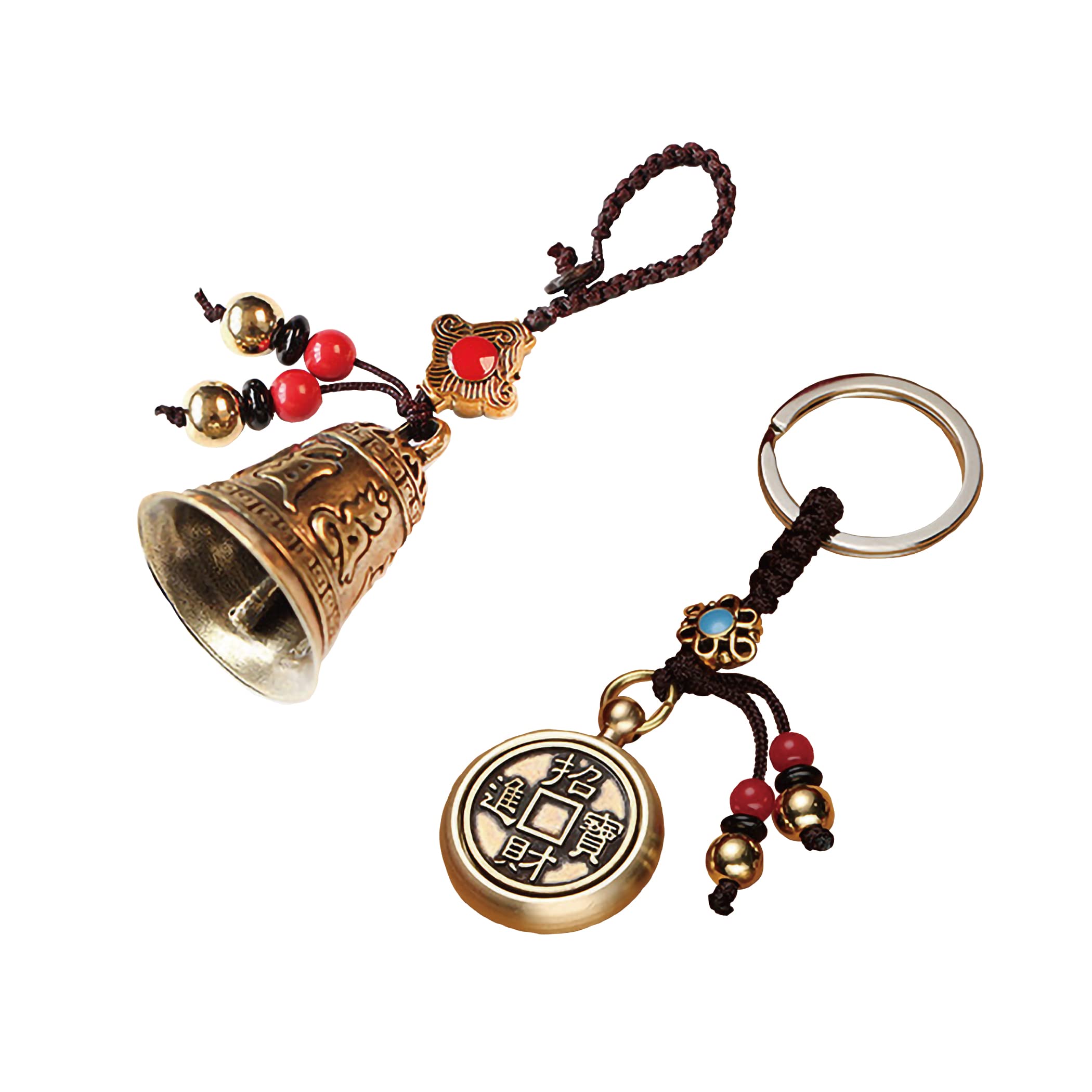 

HAMILO Bell and Tiger Amulet Keychain, Feng Shui Good Luck Charm, 2-Piece Set