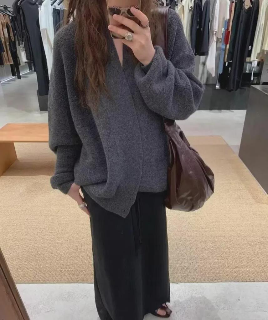 Autumn Old Money Loose Knit Cardigan Sweater
