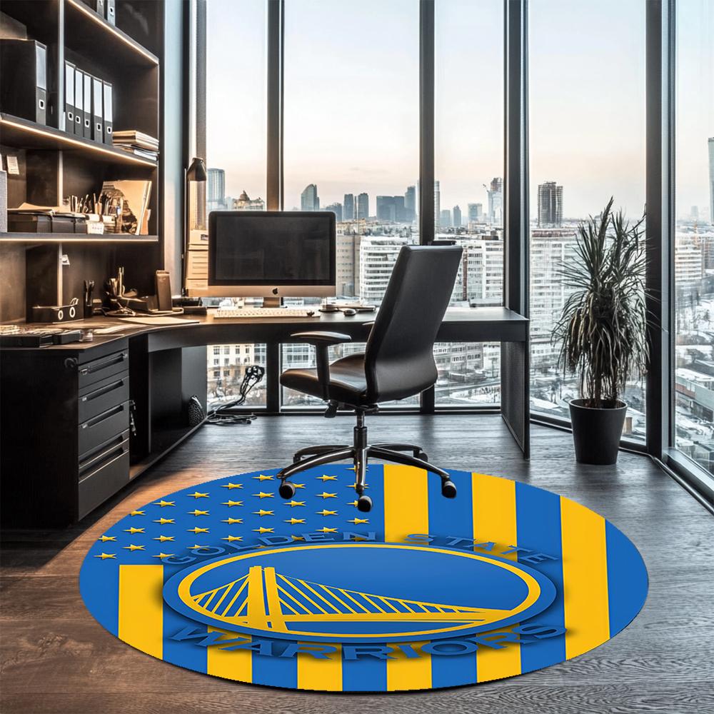 Warriors Printed Round Rug Carpet Chair Rug Area Rug Entryway Doormats,for Office Chair Living Room Bedroom Kitchen Room.