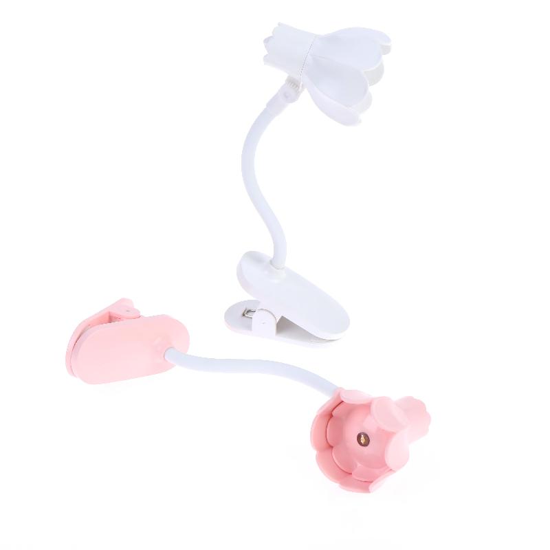 Flower Shaped Clip On Led Reading Light Desk Lamp Mini Eye Protection Book Lamp Warm Soft Light For Dorm Bed Desk Study Decor