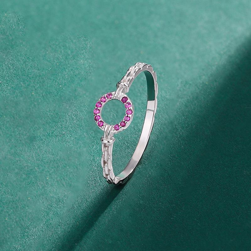 

Женское кольцо из стерлингового серебра 925 пробы в форме буквы О с микро-вставкой из бриллиантов - Модные украшения для инфлюенсеров Size 6 красный/алмаз