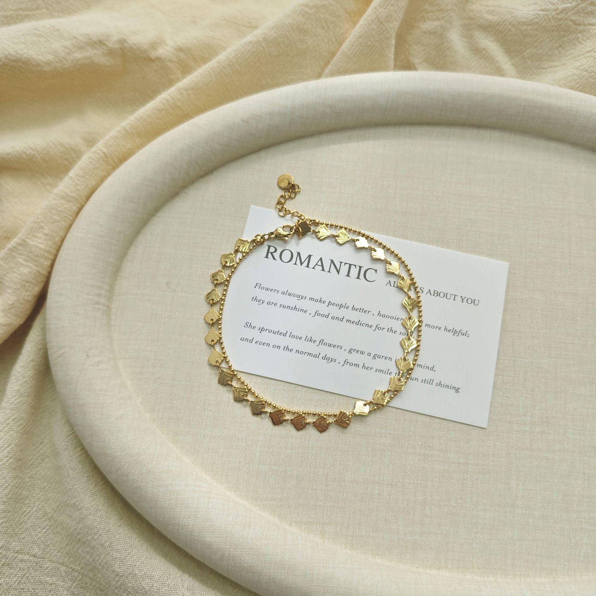 Elegant Gold Double-Layer Shell Anklet: Stylish European & American Summer Foot Jewelry for Women золотой