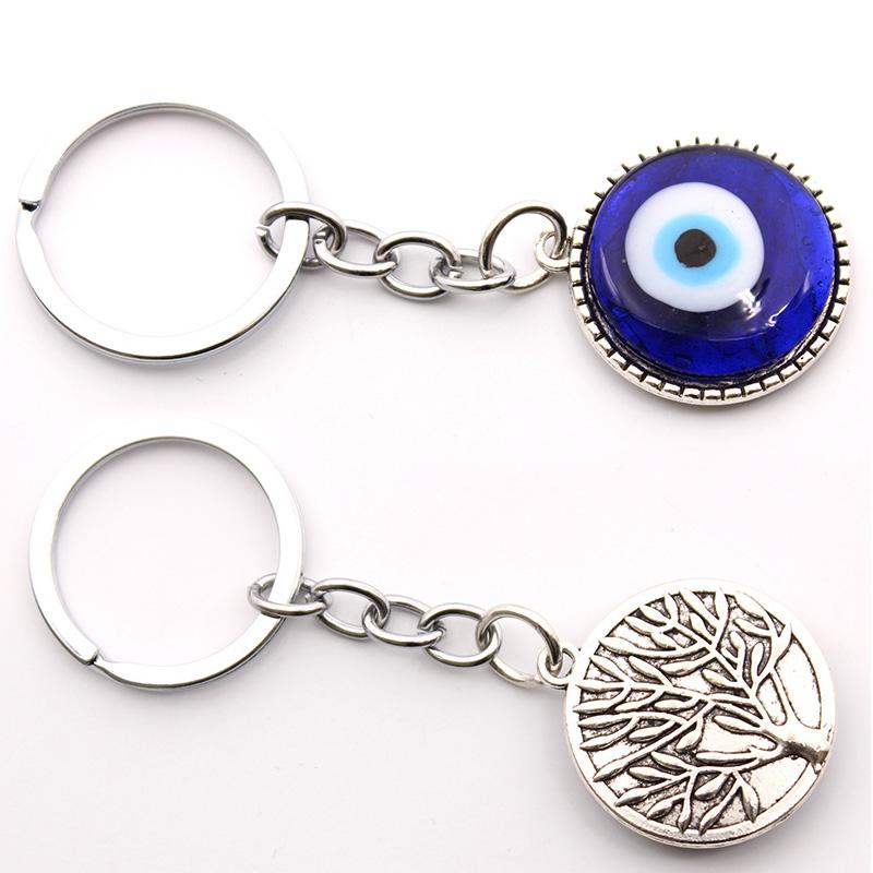 Fashion Lucky Turkey Greece Evil Blue Eye Tree Of Life Glass Pendant Pendant Key Chain Gift Car Metal Key Chain Accessories
