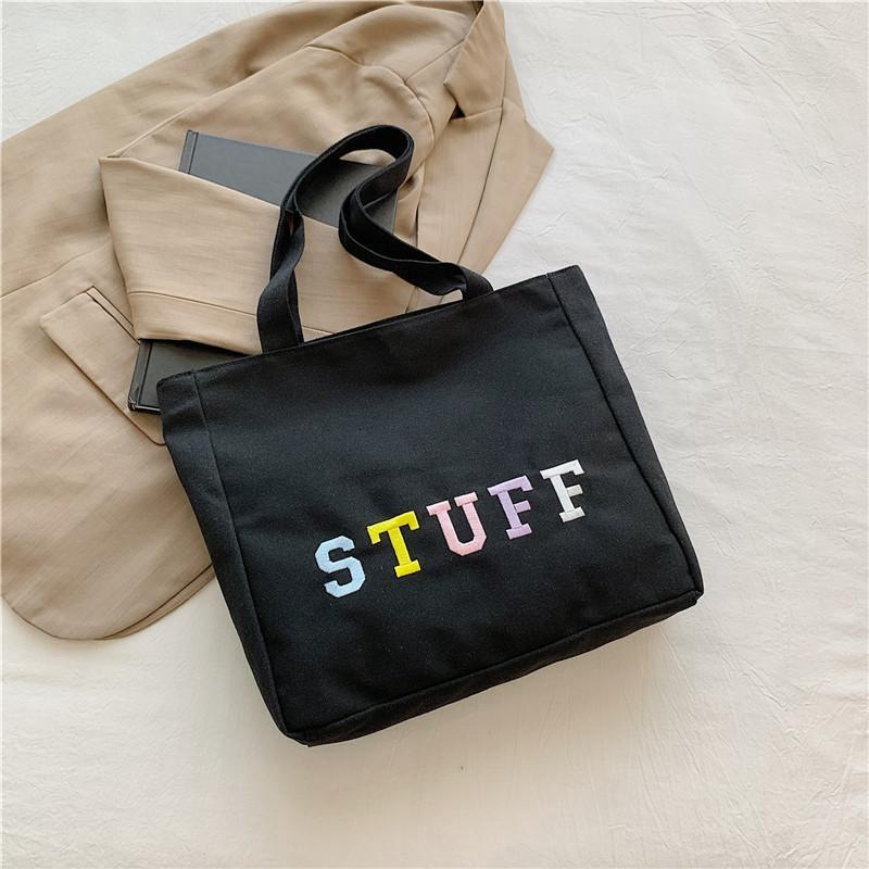 Модная Черно-Белая Канвасная Сумка-Тоут Для Женщин С Мягкой Текстурой И Шикарным Дизайном чёрный