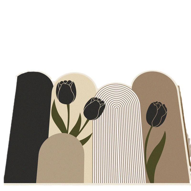 Diatom Mud Mat Simple Flower Water-absorbent Quick-drying Bathroom Mat Household Dirty and Wear-resistant Toilet Mat