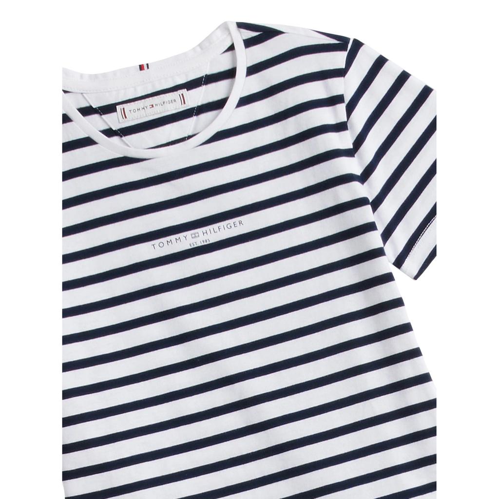 Tommy Hilfiger Conjunto de Camiseta a Rayas de Cuello Redondo de Manga Corta y Pantalones Cortos para Niños