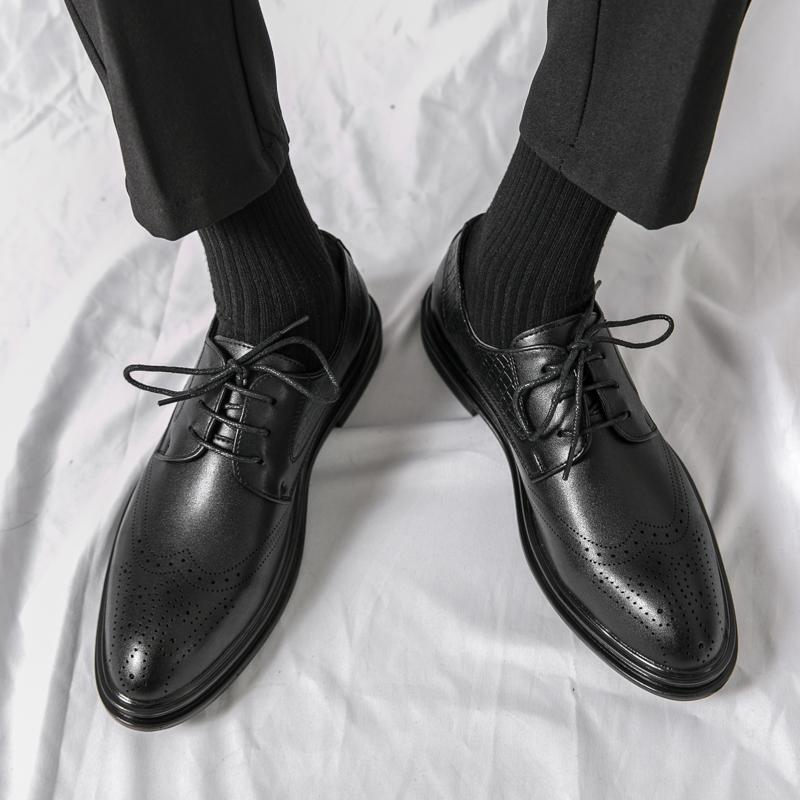 Summer Brock British style suit wedding groom business dress casual heightening leather shoes brown