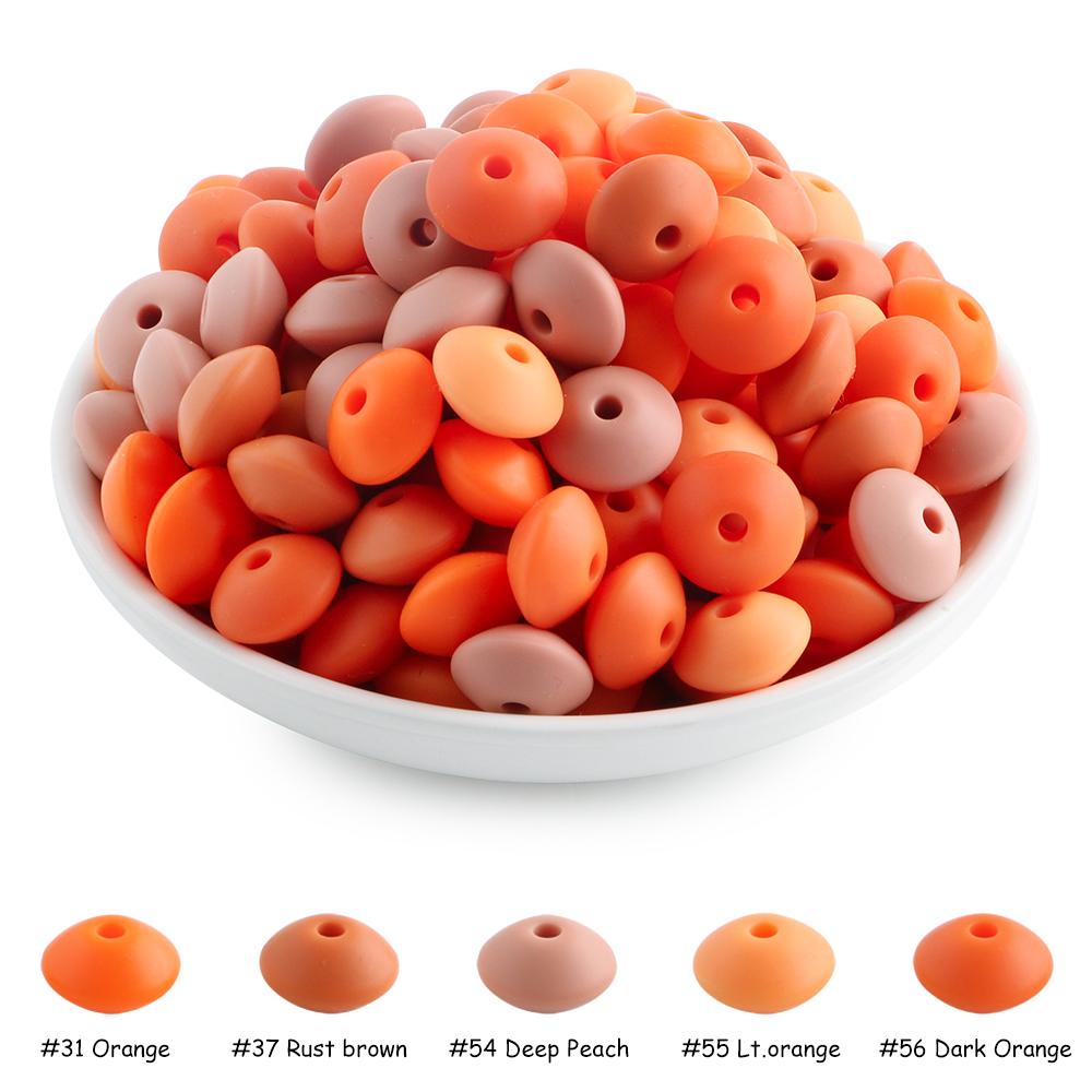 New 50pcs/lot Silicone Lentil Silicone Beads 12mm Jewelry Making Lentil Beads DIY Necklace Bracelets Jewelry Accessories