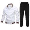 Completo Due Pezzi Casual da Uomo Taglie Forti Colore Unito: Giacca e Pantaloni della Tuta per Sportswear Primavera & Autunno
