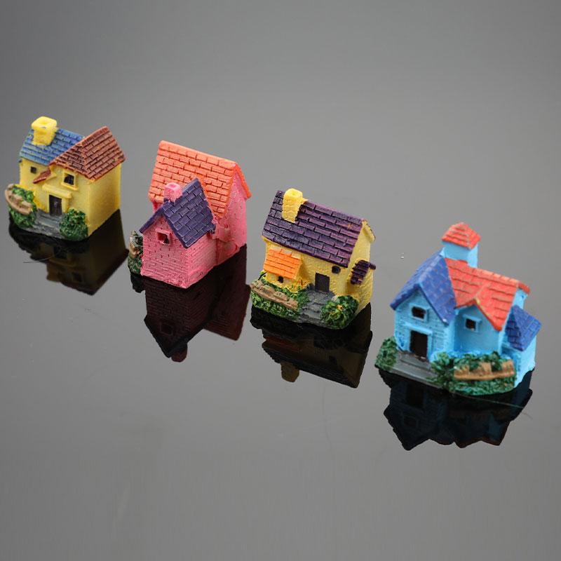 Artificial Mini Miniature Resin House Craft Ornament Small House Model Decor