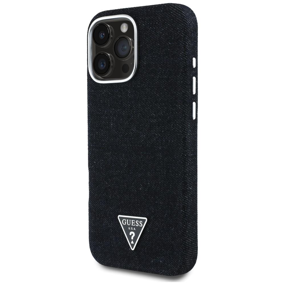 Guess Denim Triangle Logo MagSafe Case for iPhone 16 Pro Black