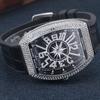 Orologio da polso di lusso con diamanti per donna Orologio al quarzo alla moda ed elegante con cinturino in silicone Impermeabile luminoso Orologio Tonneau