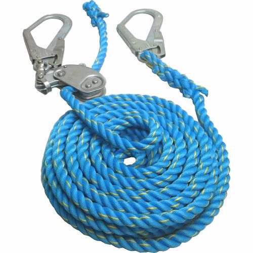 Matsuura Industries Blue New Tetron Horizontal Life Rope with Tensioner, 16mm x 20m, with Large Diameter Hooks on Both Ends, NEW-TETORON-WF1620BLUE