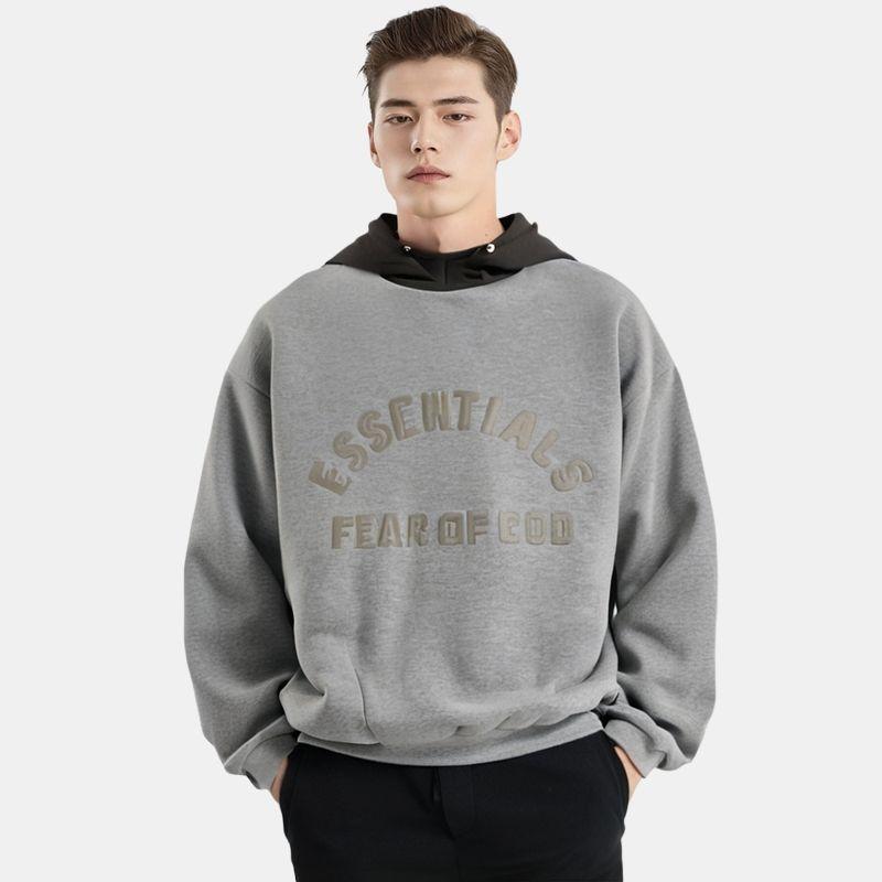 Fear of God Essentials Nylon Fleece Hoodie Dark Heather Oatmeal/Ink Men Tops Grey 202SP244313F