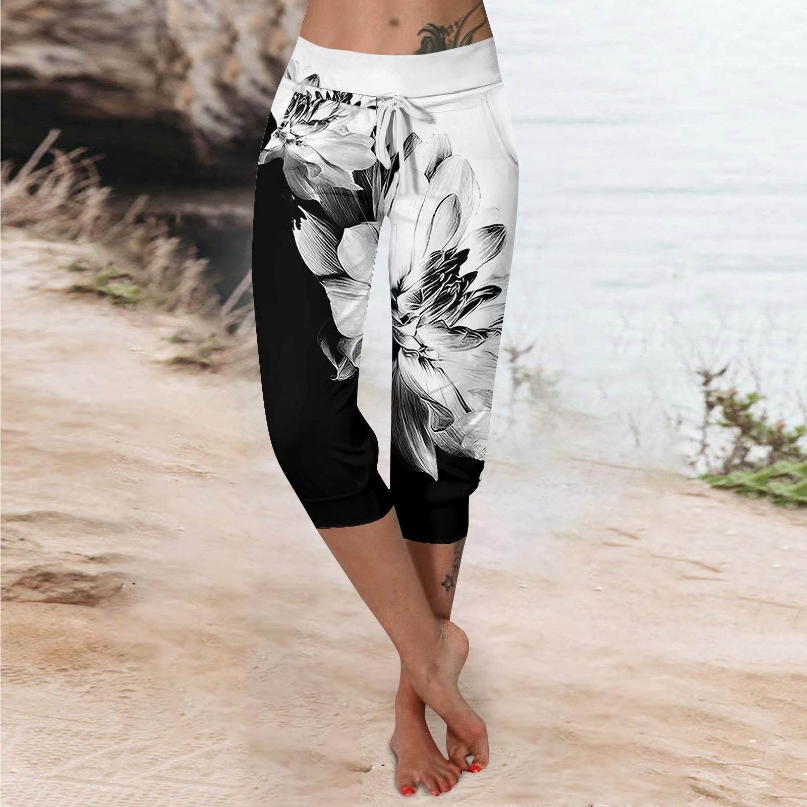 

Брюки для женщин, укороченные шорты для женщин, летние новые повседневные эластичные модные повседневные брюки L чёрный