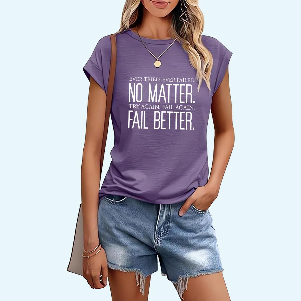 Damen Mode Buchstaben-Print T-Shirt Frühling&Sommer Lässig Kurzarm Top Damen Rundhals T-Shirt