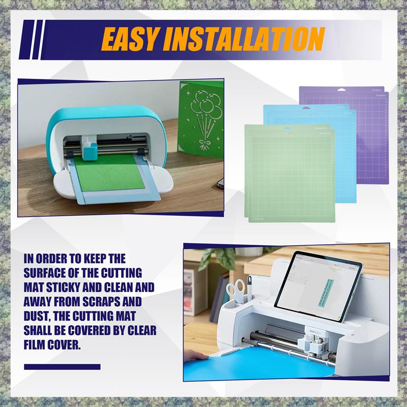 WON Cutting Mats For Cricut Maker/Maker 3/Explore 3/ Air 2/Air, 6 Pack(12X12 Inch, Standard Grip/Light Grip/Strong Grip)