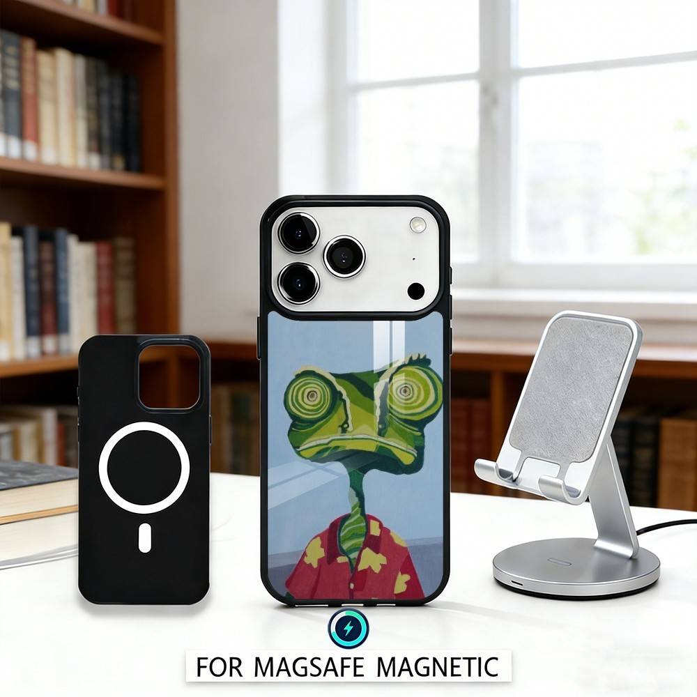 1pc Cowboy Hat Lizard Desert Cartoon Phone Case Magnetic For iPhone17 16 15 14 13 12 Pro Max For Magsafe Wireless Charging Cover