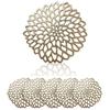 GJTr Coasters, Set of 6, Cup Holders, Glass Mats, PVC, Dahlia (Gold)