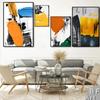 Abstract Art Colors Black Yellow Blue White Orange Home Decor Canvas Painting Wall Art Poster Prints Pictures Living Room Murals