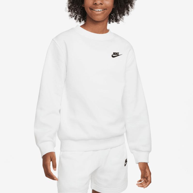 Nike Sportswear Club Fashionable Comfortable Soft Skin-Friendly Kids Sweatshirt White Black FD3006100