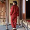 [Yurakuan] Women's Samue (Japanese workwear), 100% Cotton, Slightly Thin Fabric (Plain Burgundy, Slightly Thin Fabric, Size M)