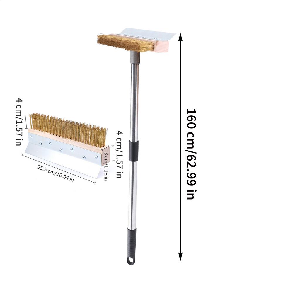 Pizza Oven Brush With Scraper Barbecue Brush For Outdoor Grill Washable Barbecue Grill Cleaning Tool For Home Commercial