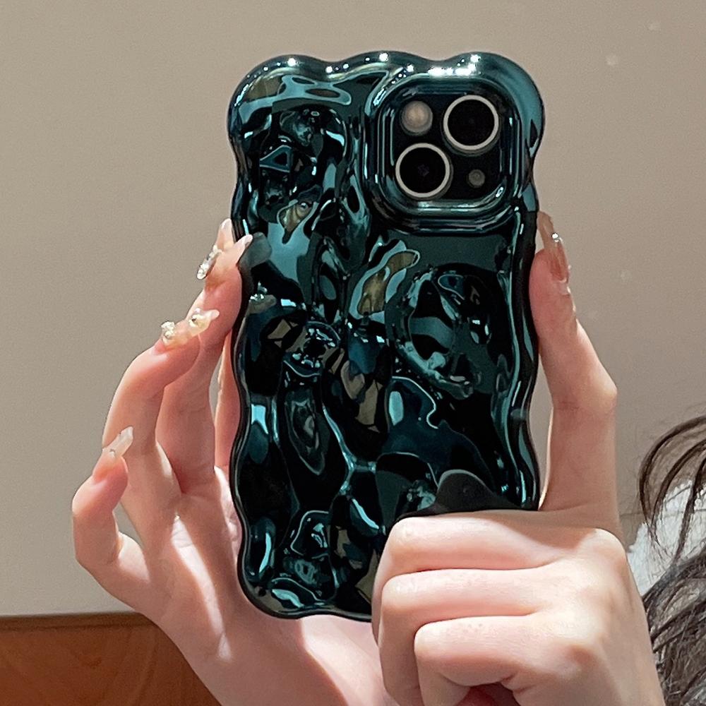 3D Bubble Wave Pattern Phone Case For iPhone 17 Air 16 15 14 13 12 11 Pro Max 14pro Electroplated Soft Shockproof Back Cover