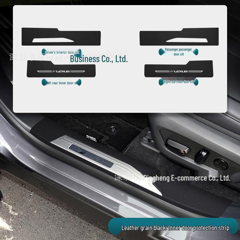 RX Carbon Fiber Leather Car Door Anti-Kick and Anti-Scratch Protective Sill Sticker