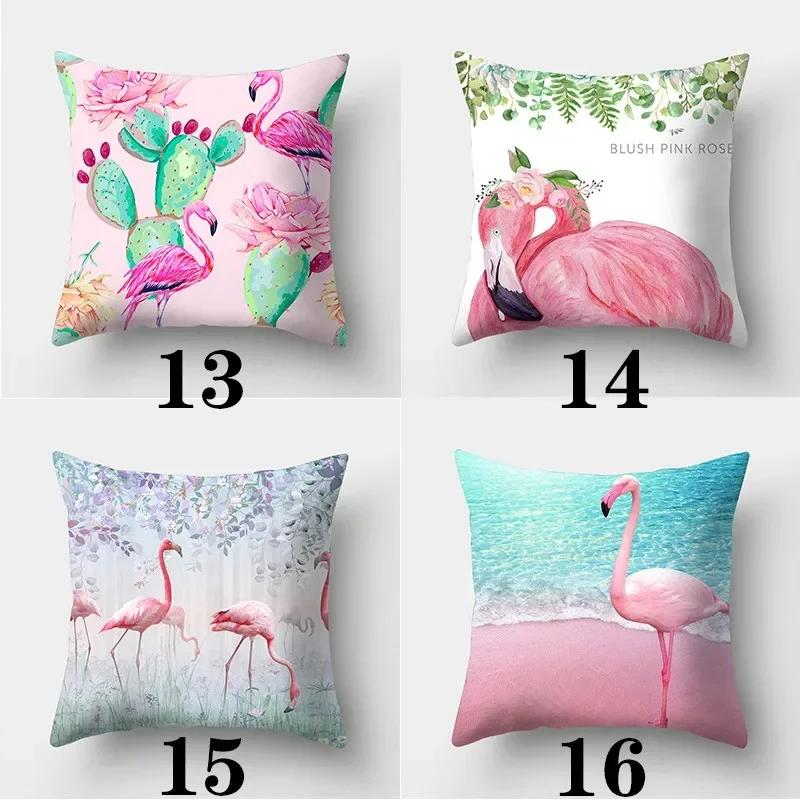 Tropical Flamingo Pillowcase 45Cmx45Cm Square Sofa Pillow Cover Soft Cushion Cover
