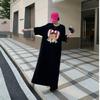 Cartoon-print Loose and Laid-back Style T-shirt and Long Skirt Summer New Design Slimming Casual Knee-length Short-sleeved Dress