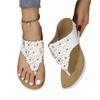 Rivet Flower Women's Sandals Foreign Trade Model Size Spot Wedge Heel Women's Shoes European and American Wish Toe Slippers