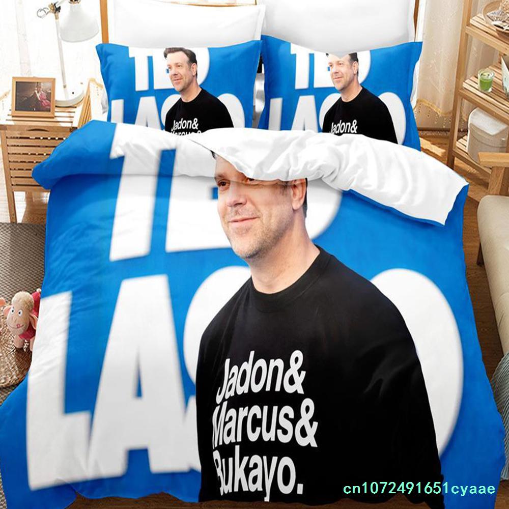 Ted Lasso Saison 2 Ensemble de literie Simple Jumeau Complet Queen King Size Ensemble de lit Chambre d'adulte Enfant Housses de couette Ensembles Drap de lit 3D AU Single(140x210cm)