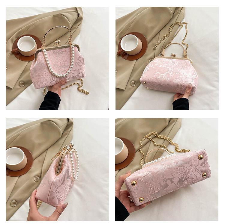 2025 Retro Pearl Cheongsam Evening Crossbody Bag - Chinese Style Kiss Lock Design