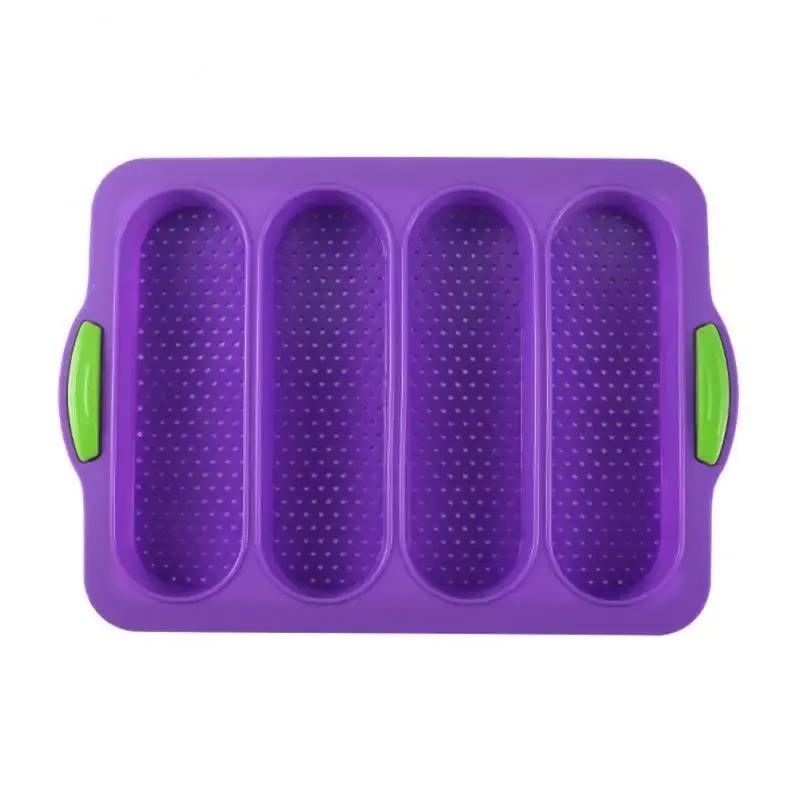 New 4-slot Open Silicone Bread Mold Non-Stick Bread Silicone Mould French Baguette Mold Baking Pans For Kitchen Baking Tool
