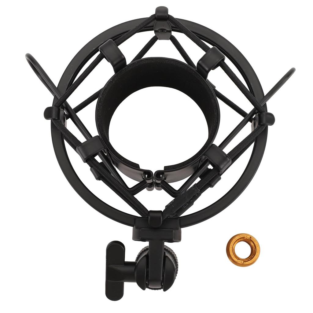 MENDUNER 45-50mm Microphone Shock Mount ABS Vibration-Resistant Holder 5/8 Inch To 3/8 Inch Conversion Nut Black Professional Recording