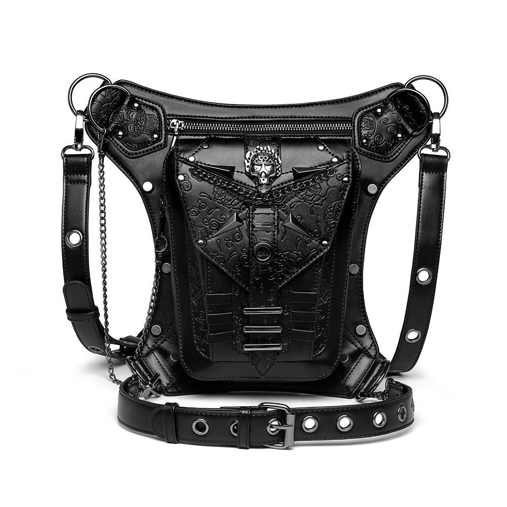Steampunk Damen Brust-Schultertasche Mit Kette Und Totenkopf-Akzenten Für Den Täglichen Gebrauch